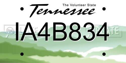 IA4B834 Tennessee License Plate