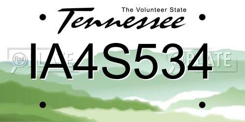 IA4S534 Tennessee License Plate