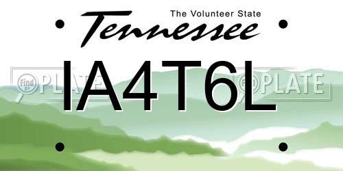 IA4T6L Tennessee License Plate