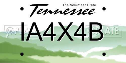IA4X4B Tennessee License Plate