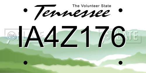 IA4Z176 Tennessee License Plate