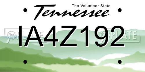 IA4Z192 Tennessee License Plate