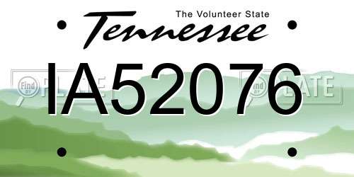 IA52076 Tennessee License Plate