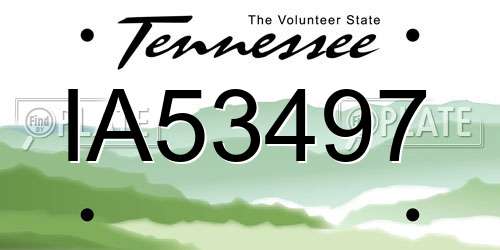 IA53497 Tennessee License Plate
