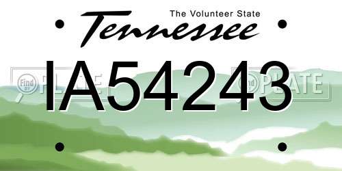 IA54243 Tennessee License Plate