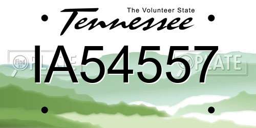 IA54557 Tennessee License Plate