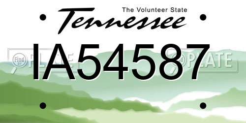 IA54587 Tennessee License Plate