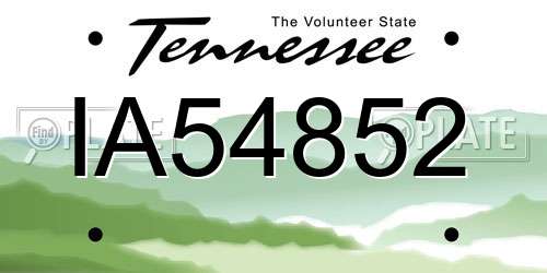 IA54852 Tennessee License Plate