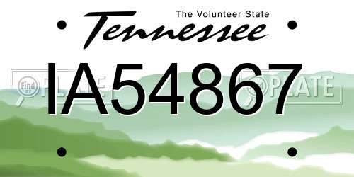 IA54867 Tennessee License Plate