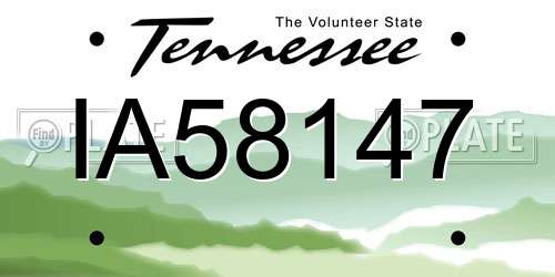 IA58147 Tennessee License Plate