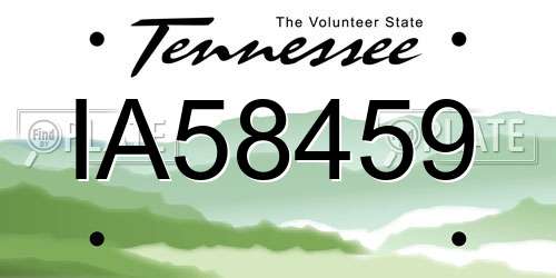 IA58459 Tennessee License Plate