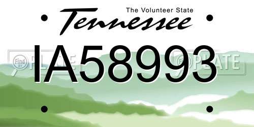 IA58993 Tennessee License Plate