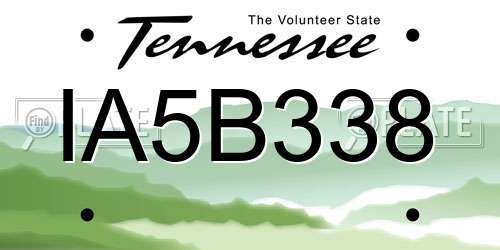 IA5B338 Tennessee License Plate