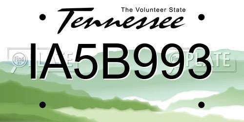IA5B993 Tennessee License Plate