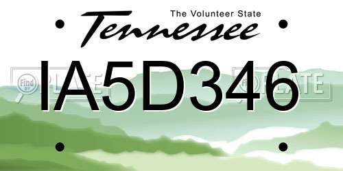 IA5D346 Tennessee License Plate