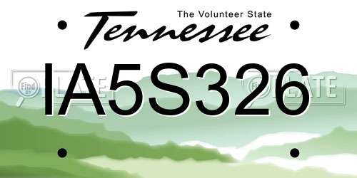 IA5S326 Tennessee License Plate