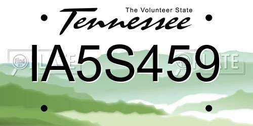 IA5S459 Tennessee License Plate