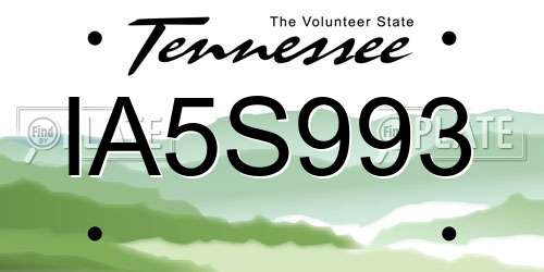 IA5S993 Tennessee License Plate