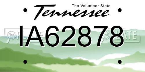 IA62878 Tennessee License Plate