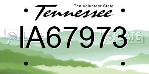 IA67973 Tennessee License Plate