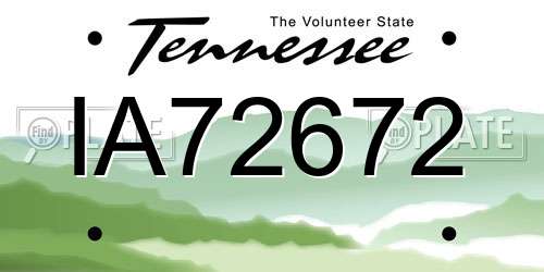 IA72672 Tennessee License Plate