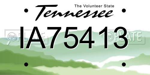 IA75413 Tennessee License Plate