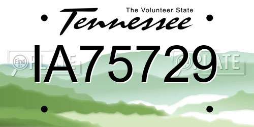 IA75729 Tennessee License Plate