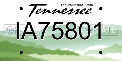 IA75801 Tennessee License Plate