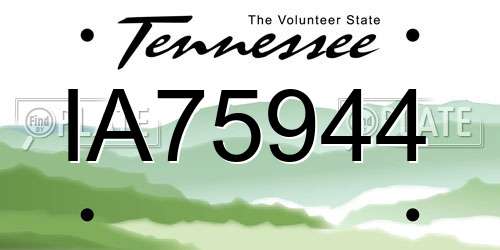 IA75944 Tennessee License Plate