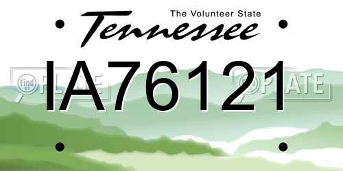 IA76121 Tennessee License Plate