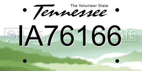 IA76166 Tennessee License Plate