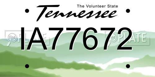 IA77672 Tennessee License Plate