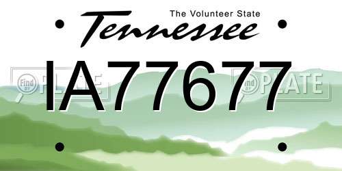 IA77677 Tennessee License Plate