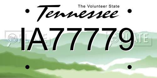 IA77779 Tennessee License Plate