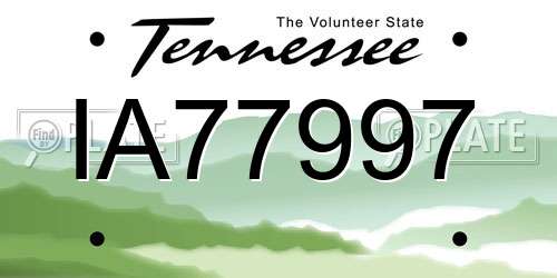 IA77997 Tennessee License Plate
