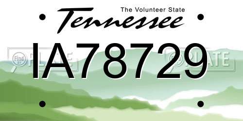 IA78729 Tennessee License Plate