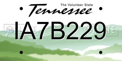 IA7B229 Tennessee License Plate