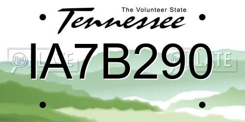 IA7B290 Tennessee License Plate