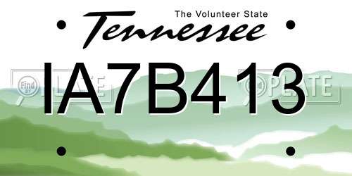 IA7B413 Tennessee License Plate