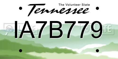 IA7B779 Tennessee License Plate