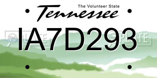 IA7D293 Tennessee License Plate
