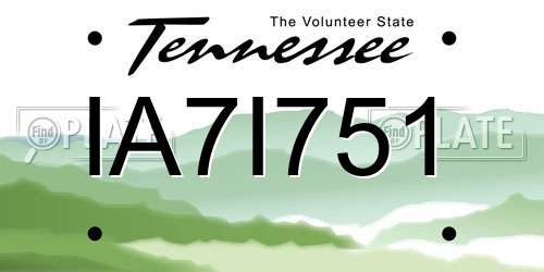 IA7I751 Tennessee License Plate