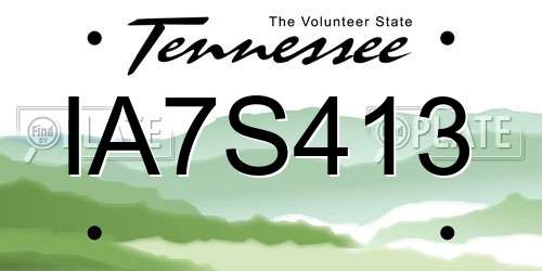 IA7S413 Tennessee License Plate