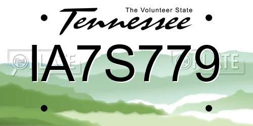 IA7S779 Tennessee License Plate