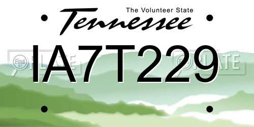 IA7T229 Tennessee License Plate