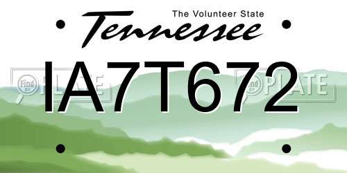 IA7T672 Tennessee License Plate
