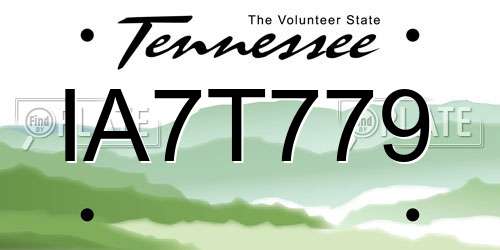 IA7T779 Tennessee License Plate