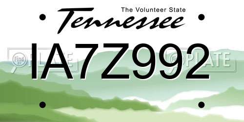 IA7Z992 Tennessee License Plate