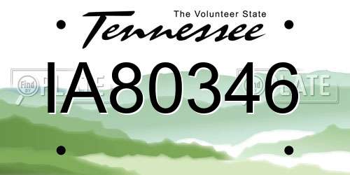 IA80346 Tennessee License Plate