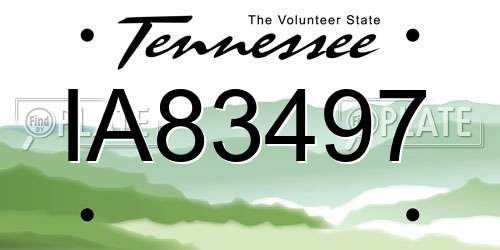 IA83497 Tennessee License Plate